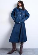 TOPSHOP Leah Maxi Denim Maxi Skirt, Dark Blue image