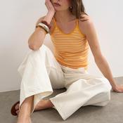 TOPSHOP Frida Striped Ribbed String Fitted Vest Top, Orange