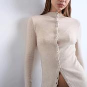 Topshop Grete Jersey Cotton Cardigan, Beige