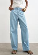 TOPSHOP Pinstripe Denim Barrel Jeans, Light Blue image
