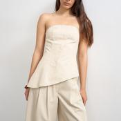 TOPSHOP Sina Asymmetric Bandeau Top, Beige