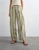 TOPSHOP Cleo Cropped with Tie Waist Trousers, Green Multi image