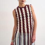 TOPSHOP Fina Cable Knit Tassel Top, Burgundy