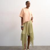TOPSHOP Nata Hanky Hem Mini Skirt, Green and White