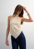 TOPSHOP Sia Halter Neck Top, Cream image