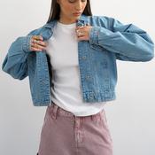 TOPSHOP Evi Cropped Denim Jacket, Light Blue image