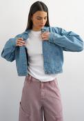 TOPSHOP Evi Cropped Denim Jacket, Light Blue image