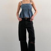 TOPSHOP Emma Denim Pinstripe Top, Blue