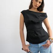 TOPSHOP Casa Cinched Waist Top, Black