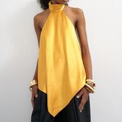 TOPSHOP Shayla Satin High Neck Backless Top, Orange image