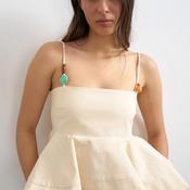 TOPSHOP Mina Sleeveless with Bead Detail Top, Beige