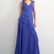TOPSHOP Nola Deep V Neck Lace Detail Maxi Dress, Blue image
