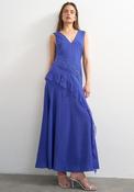 TOPSHOP Nola Deep V Neck Lace Detail Maxi Dress, Blue image