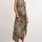 TOPSHOP Nene Animal Print with Scarf Midi Dress, Brown