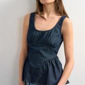 TOPSHOP Elle Denim Peplum Top, Dark Blue image