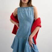 TOPSHOP Elara Denim Mini Dress, Light Blue image