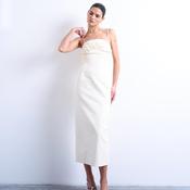 TOPSHOP Mila Ruched Midi Dress, Cream image