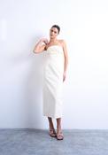 TOPSHOP Mila Ruched Midi Dress, Cream image