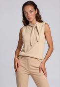 TOPSHOP Cassi Knitted Tie Neck Top, Cream image