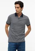 Tommy Hilfiger Liquid Cotton Stripe Polo Shirt, Navy &amp; Ivory image