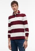 Tommy Hilfiger Rugby Stripe Long Sleeve Polo Shirt, Burgundy &amp; Ivory image