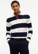 Tommy Hilfiger Rugby Stripe Long Sleeve Polo Shirt, Navy &amp; Ivory image
