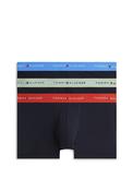 Tommy Hilfiger 3 Pack Signature Logo Cotton Stretch Trunks, Black &amp; Blue Multi image