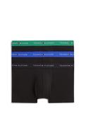 Tommy Hilfiger 3 Pack Signature Logo Cotton Stretch Trunks, Black &amp; Green Multi image