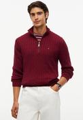 Tommy Hilfiger Classic Cotton Cable Knit Half Zip Sweater, Burgundy image