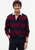 Tommy Hilfiger Essential Stripe Rugby Shirt, Burgundy &amp; Carbon Navy image