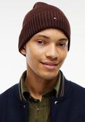 Tommy Hilfiger Flag Embroidery Cashmere Blend Beanie, Red Wine Melange image
