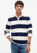 Tommy Hilfiger Essential Stripe Rugby Shirt, Ivory &amp; Carbon Navy image
