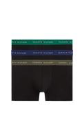Tommy Hilfiger 3 Pack Signature Logo Cotton Stretch Trunks, Black &amp; Green Multi image