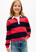 Tommy Hilfiger Girls Stripe Long Sleeve Polo, Red image
