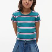 Tommy Hilfiger Girl Stripe Short Sleeve Tee, Green image