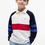 Tommy Hilfiger Boy Colour Block Long Sleeve Polo, White image