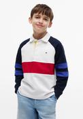 Tommy Hilfiger Boy Colour Block Long Sleeve Polo, White image