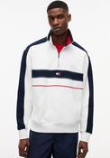 Tommy Jeans Colour Blocked Quarter Zip Sweatshirt, Ecru &amp; Navy image