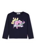 Billieblush Girl Smile Sequin Long Sleeve Top, Navy image