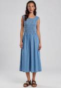 Vero Moda Nerina Shirred Denim Maxi Dress, Blue image