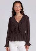Vero Moda Dora Frill Detail Blouse, Brown image