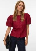 Vero Moda Merle Puff Sleeve Top, Red image