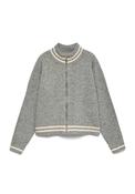 Vero Moda Stripe Detail High Neck Zip Up Cardigan, Grey image