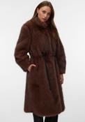 Vero Moda Gloriacille Faux Fur Long Coat, Brown image