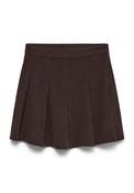 Vero Moda Elly High Waisted Ribbed Skater Skirt, Brown image