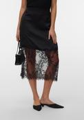 Vero Moda Ollie Lace Trim Midi Skirt, Black image