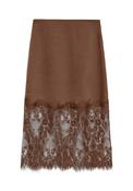 Vero Moda Ollie Lace Trim Midi Skirt, Brown image