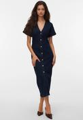 Vero Moda Sanni Short Sleeve V-Neck Midi Denim Dress, Dark Blue image