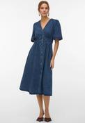 Vero Moda Elaney V-Neck Button Down Denim Midi Dress, Medium Blue image