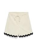 Vero Moda Jenna Scalloped Trim Shorts, Cream image